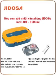 Hộp cơm giữ nhiệt văn phòng JIDOSA inox 304 - 1500ml